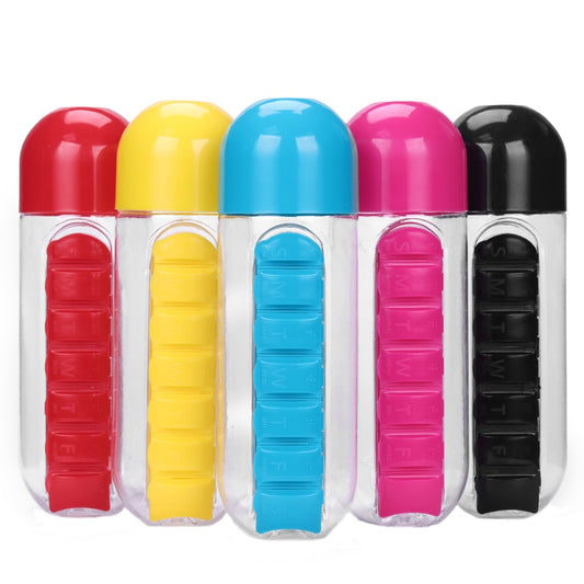 Water Bottle Combine Daily Pill Boxes Organizer